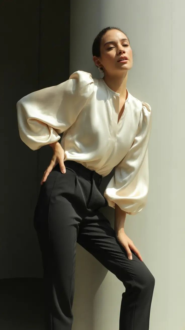 Blouse Satin Lengan Balon